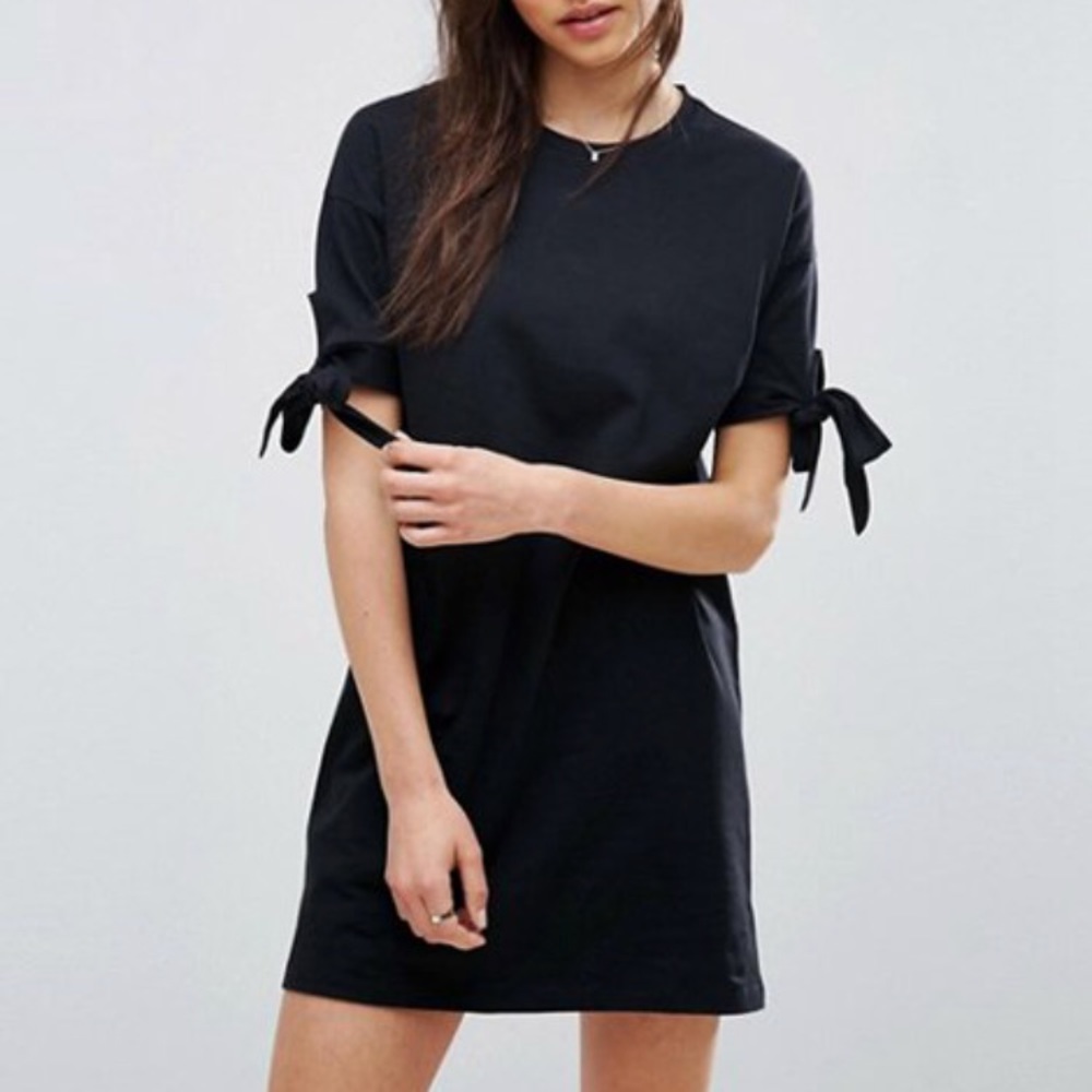 ASOS Black T-Shirt Dress w/ Bow Sleeves